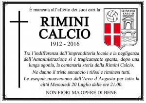 Il manifesto funebre della Rimini Calcio