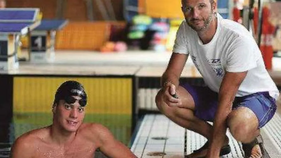 Simone Sabbioni con l’allenatore Luca Corsetti
