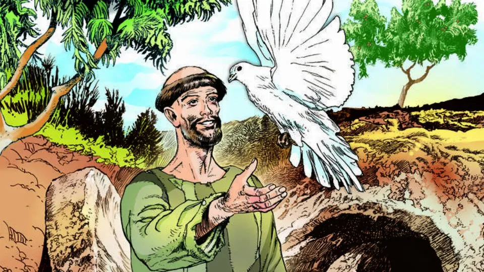 una delle illustrazioni di ‘San Francesco a fumetti’