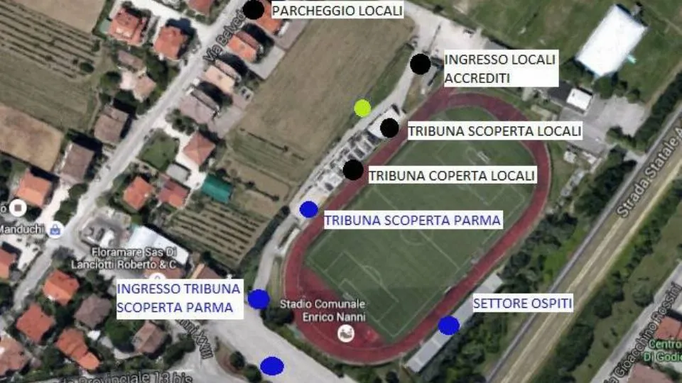 L’area ingressi tribune e parcheggi
