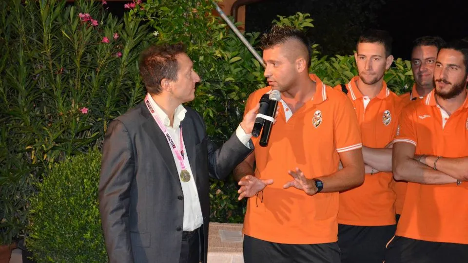 Il presidente dell’Athletic Falco, Fabio Cameli, sul palco del Premio Sport Valmarecchia 2016