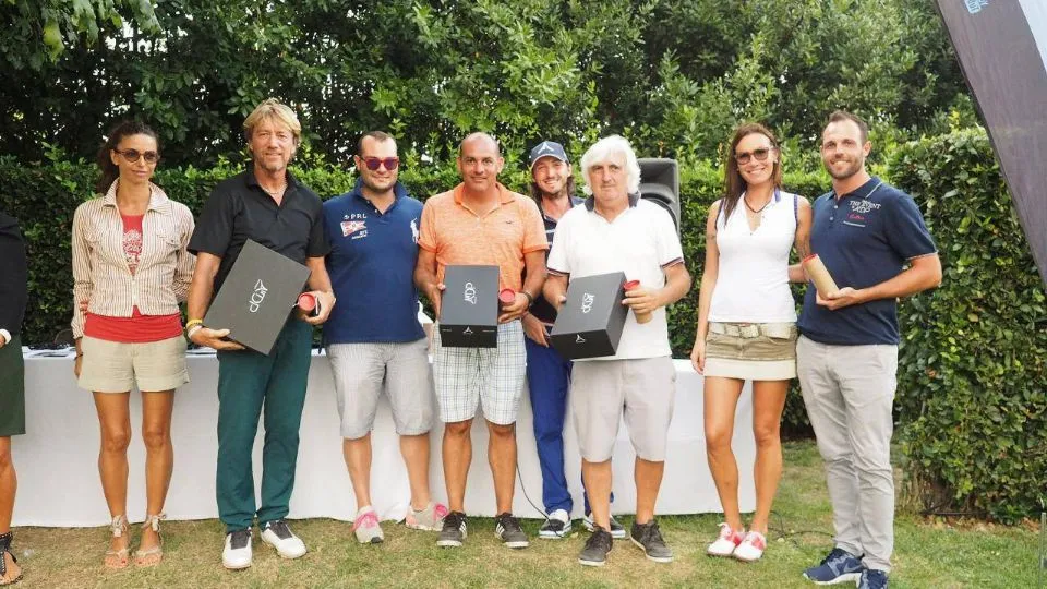 Il team primo netto della Pro Am The Event: gli amateur Ugo Bolognesi, l’ex calciatore Massimo Bonini e Christian Forcellini