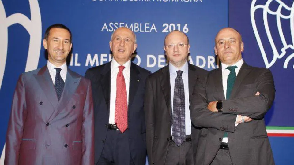 da sinistra: Guido Ottolenghi, Antonio Patuelli, Vincenzo Boccia e Paolo Maggioli
