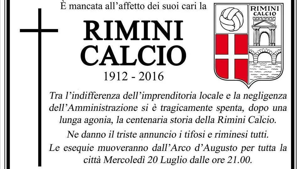 Il manifesto funebre dei tifosi biancorossi