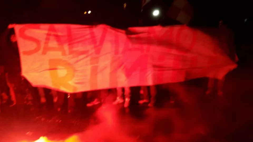 Lo striscione dei tifosi del Rimini
