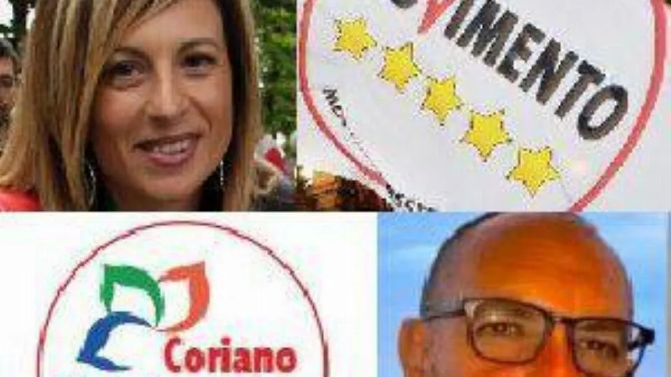 le foto di Domenica Spinelli e Alessandro Leonardi e i loghi di M5S e CSU
