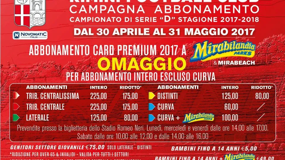 La campagna abbonamenti 2017-2018 del Rimini FC
