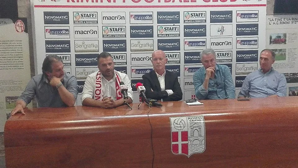 Tamai, Muccioli, Grassi, Santarini e Fabbri durante la conferenza stampa