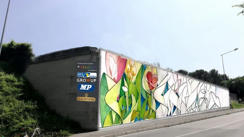l’opera di Dado sull’ex muro A14