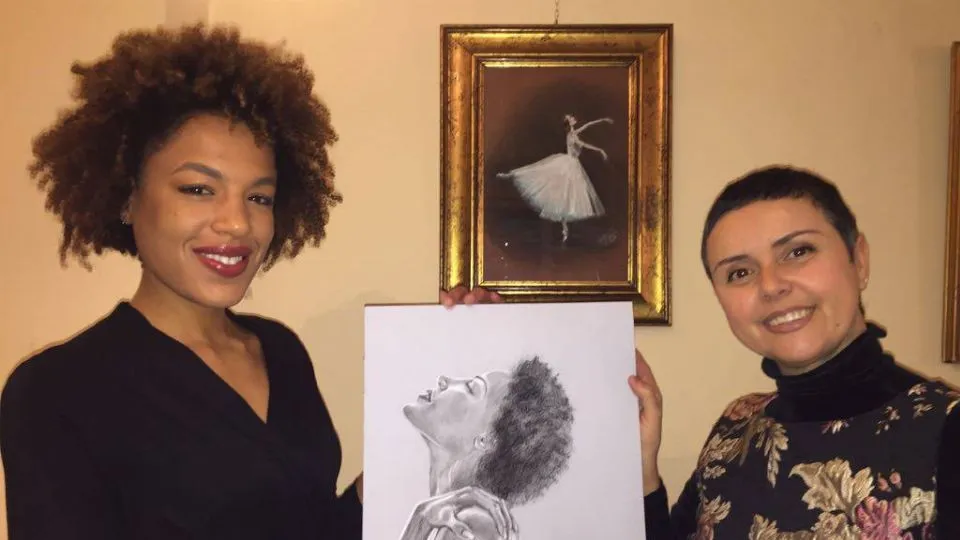 Giada d’Angeli con la pittrice Denise Camporesi