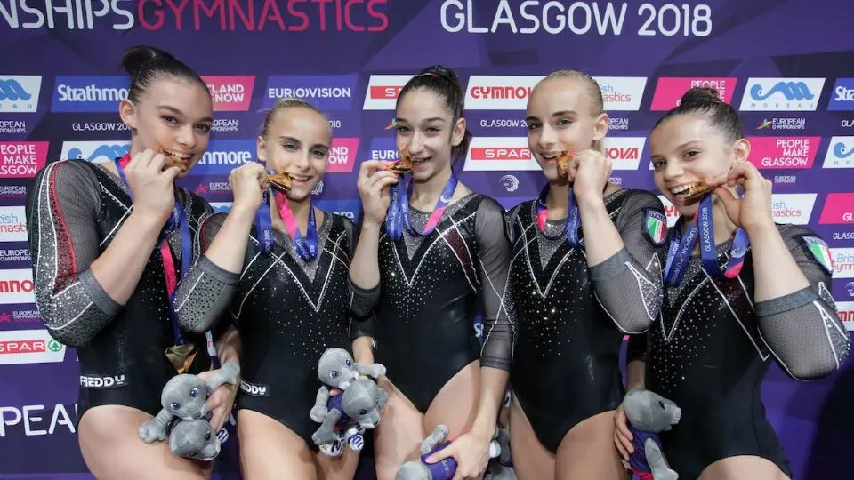 La squadra Juniores campionessa d’Europa: Giorgia Villa, Alice D’Amato, Elisa Iorio e Alessia Federici (federginnastica.it)