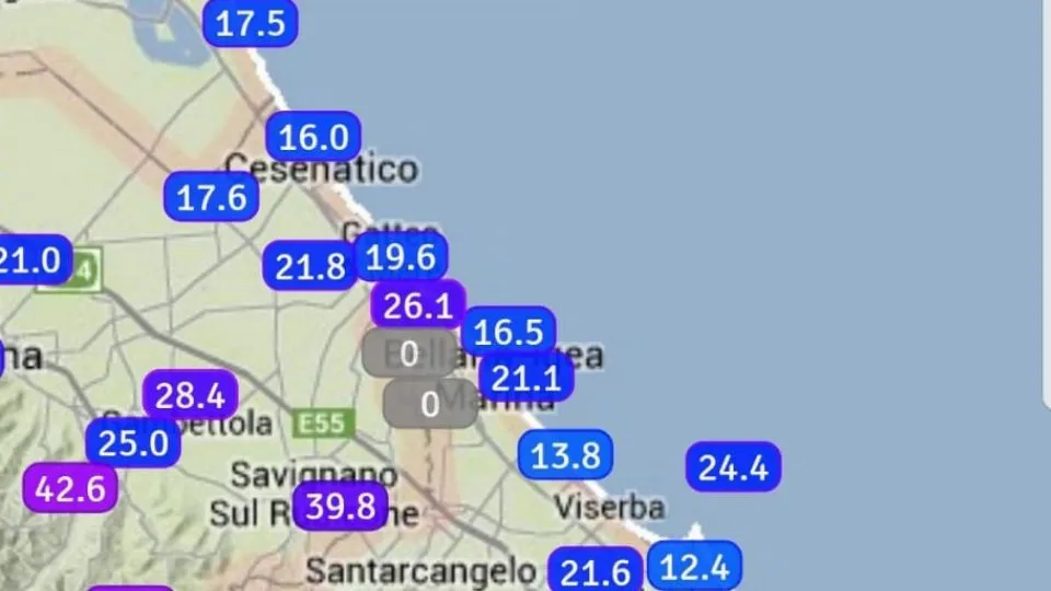la mappa degli accumuli di Emilia Romagna Meteo