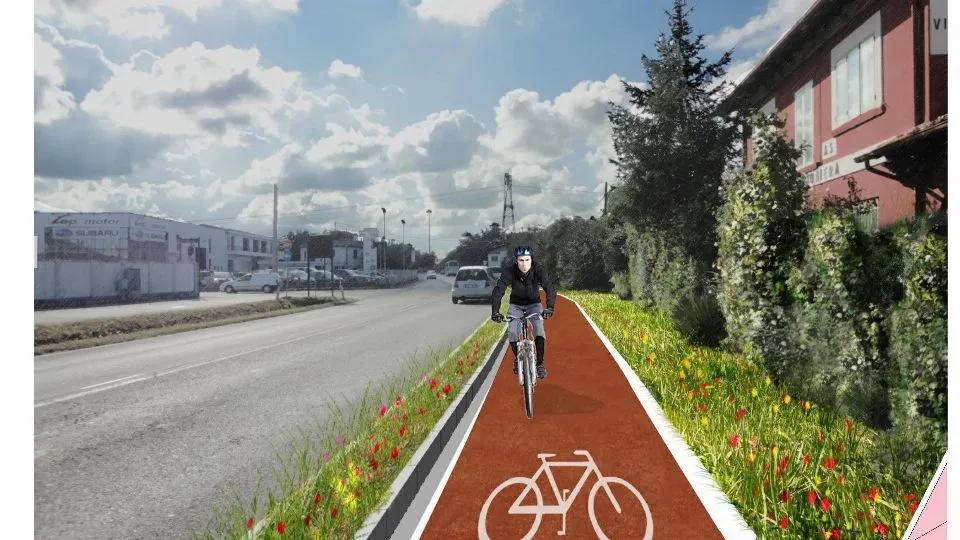 il rendering della pista ciclabile Santa Giustina
