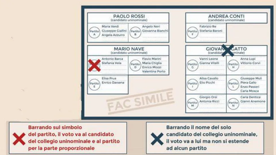 un fac simile della scheda elettorale