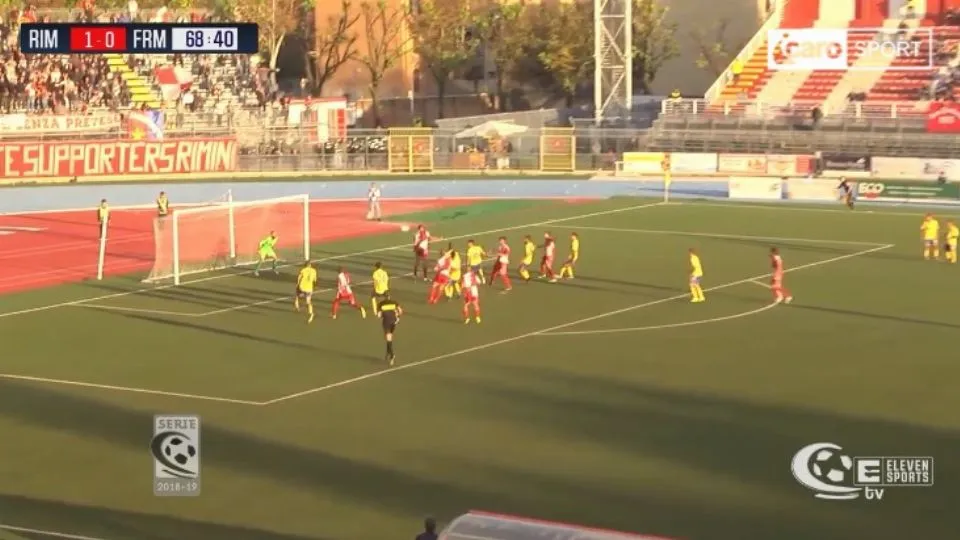 Il 2-0 di Manuel Ferrani in Rimini-Fermana (ElevenSports)
