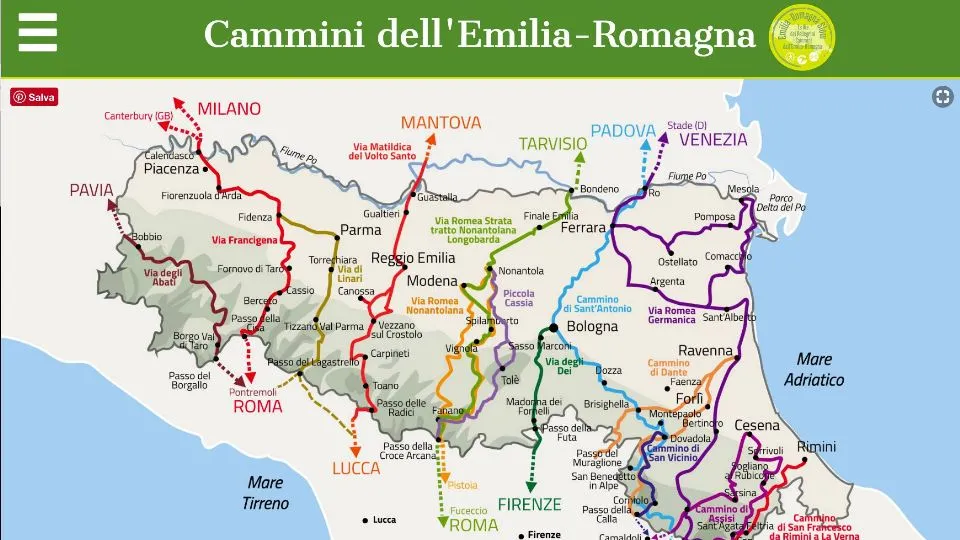 la mappa dei cammini