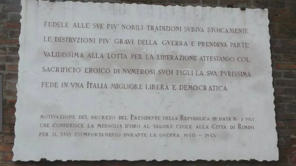 la targa che motiva la Medaglia
