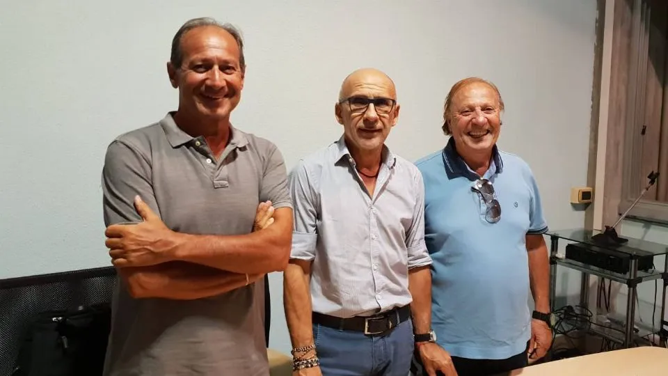 Stefano Soldati direttore dello Stadio del Nuoto, Giuseppe Solfrini presidente della Polisportiva Riccione, Giorgio Gori vicepresidente della Polisportiva Riccione