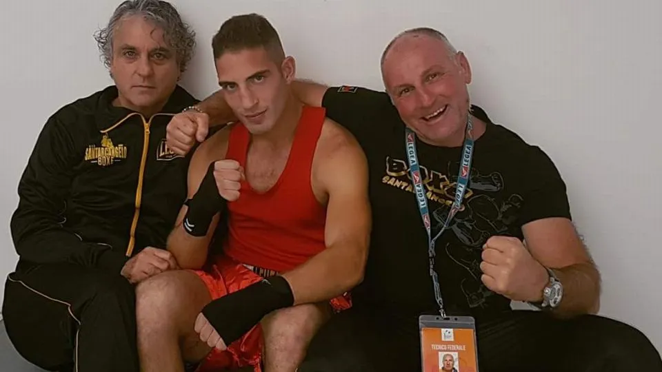 Alex Mohamad con i maestri Gianni Montanari e Tiziano Scarpellini