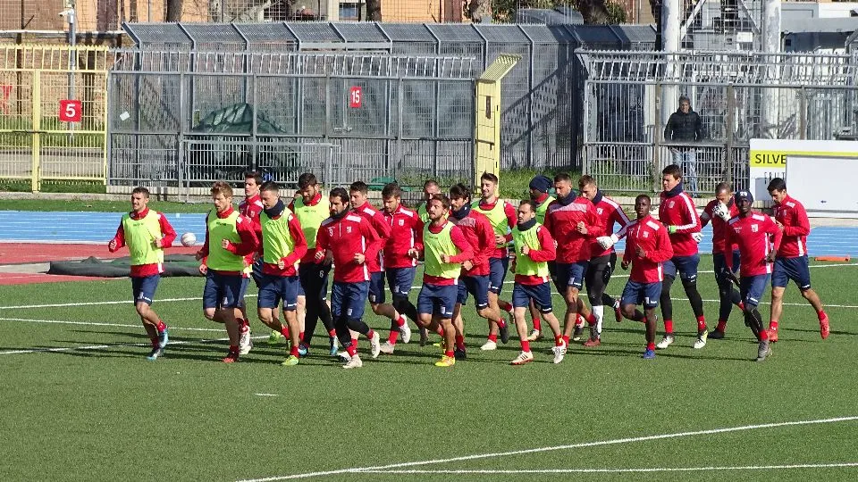 I biancorossi durante un allenamento
