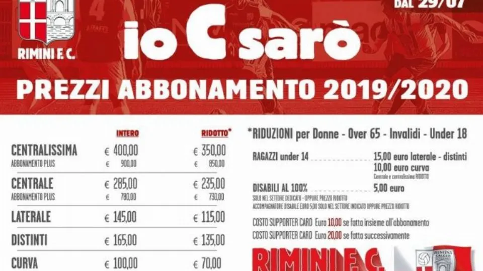 La locandina della campagna abbonamenti del Rimini FC
