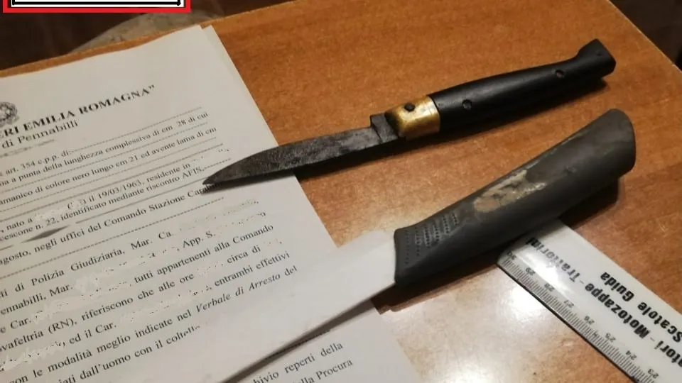 i coltelli sequestrati al 56enne