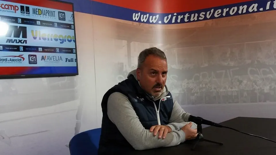 Mario Petrone nel dopogara di Verona (Rimini FC)