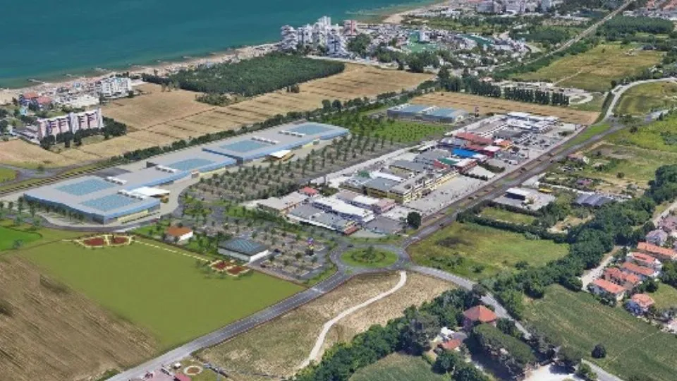 l’area vista dall’alto con rendering vecchio progetto