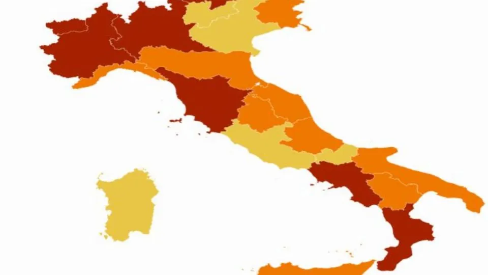 la cartina con i nuovi colori