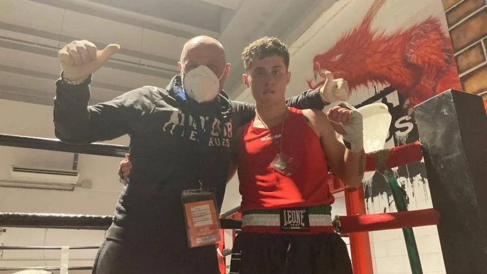 Michele Sacchetti con il maestro Tiziano Scarpellini