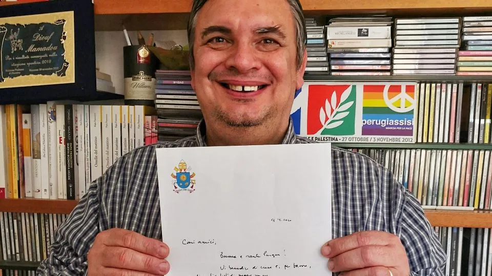 Mario Galasso con il messaggio di Papa Francesco
