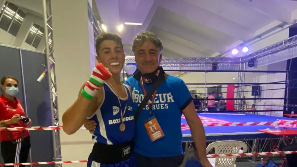Cristian Harpula insieme al tecnico Cancellieri