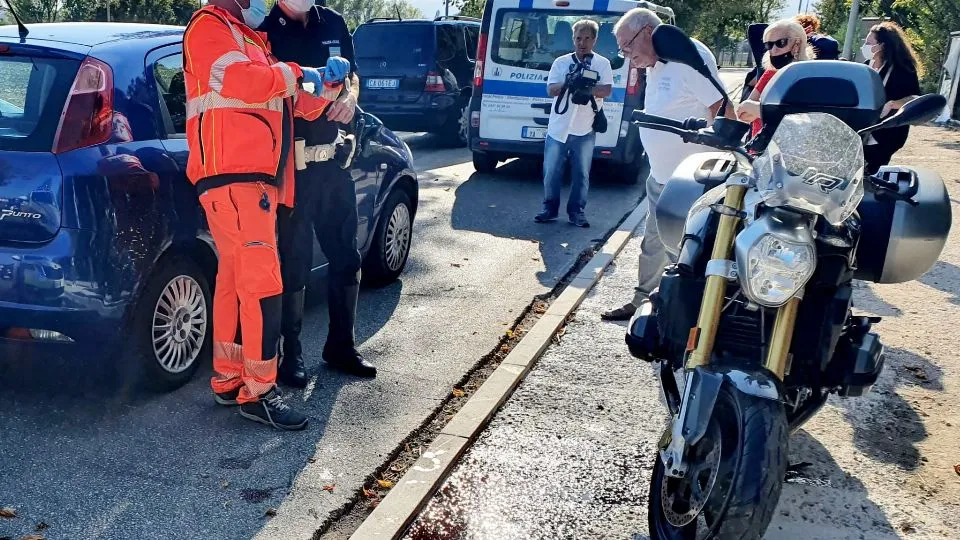 La moto dopo l’incidente
