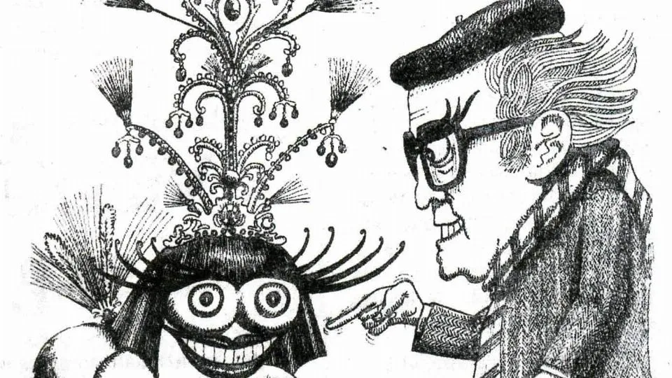 La città delle donne. Caricatura disegnata da Ferruccio Castronuovo