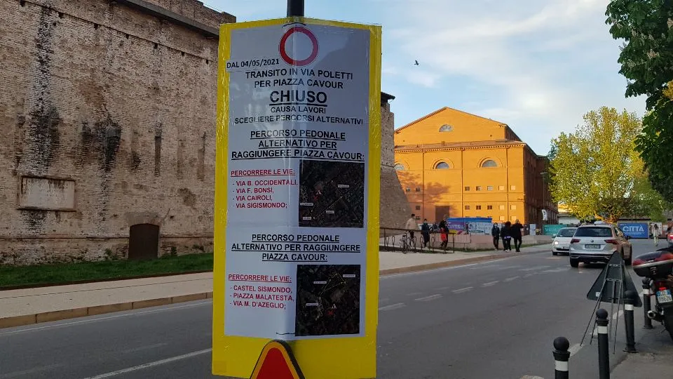 piazza Malatesta sarà chiusa al traffico dalla rotonda Scarponi fino a via Bonsi