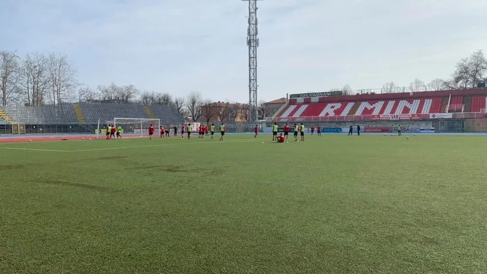 Un momento dell’allenamento di questa mattina