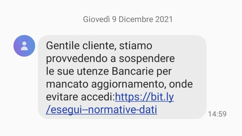 Il messaggio truffa arrivato a molti riminesi