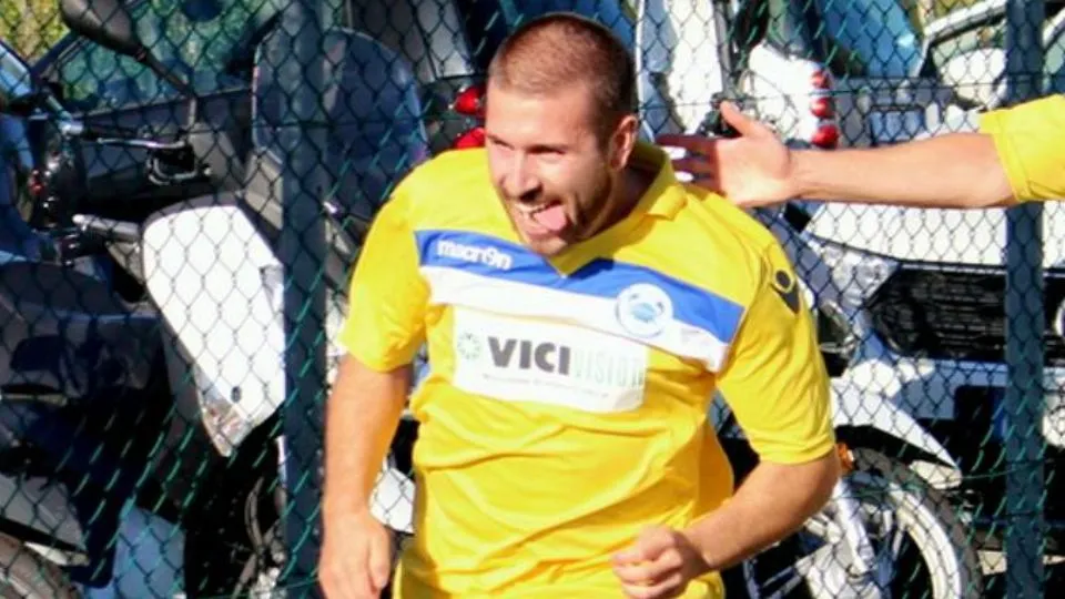 L’esultanza di Giacomo Zamagni dopo il gol (foto Bellariva Calcio)