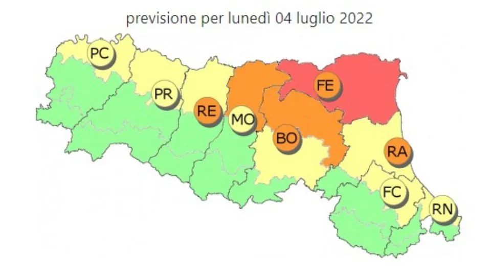 il rischio calore per lunedì
