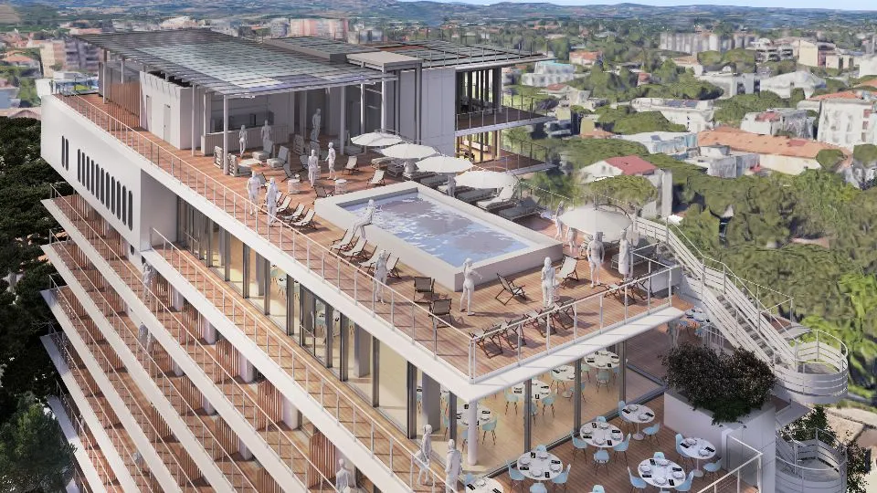 rendering del progetto dell’Hotel Vienna di Riccione