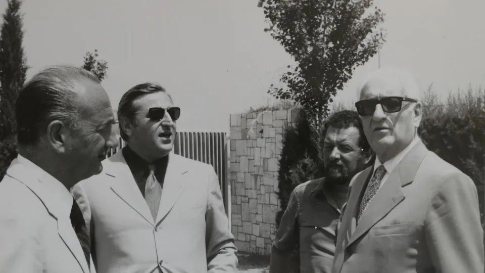 Carlo Bianchini Massoni (A.D. Santa Monica Spa), Francesco Sampaolesi (Presidente Santa Monica Spa), Alberto Ricci ed Enzo Ferrari