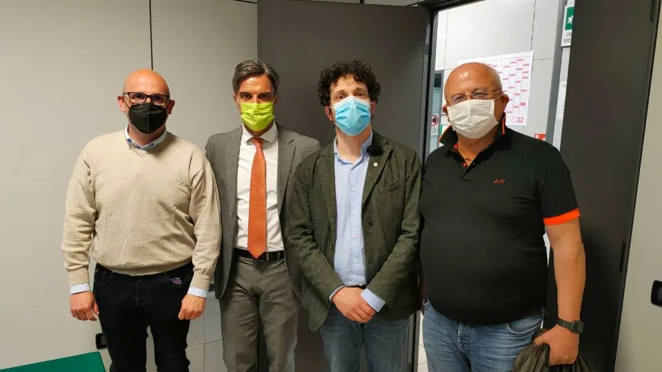 Gandolfi, Crer, Alberici, presidente Crer, Della Balda, presidente Victor, e Canini, dirigente Victor