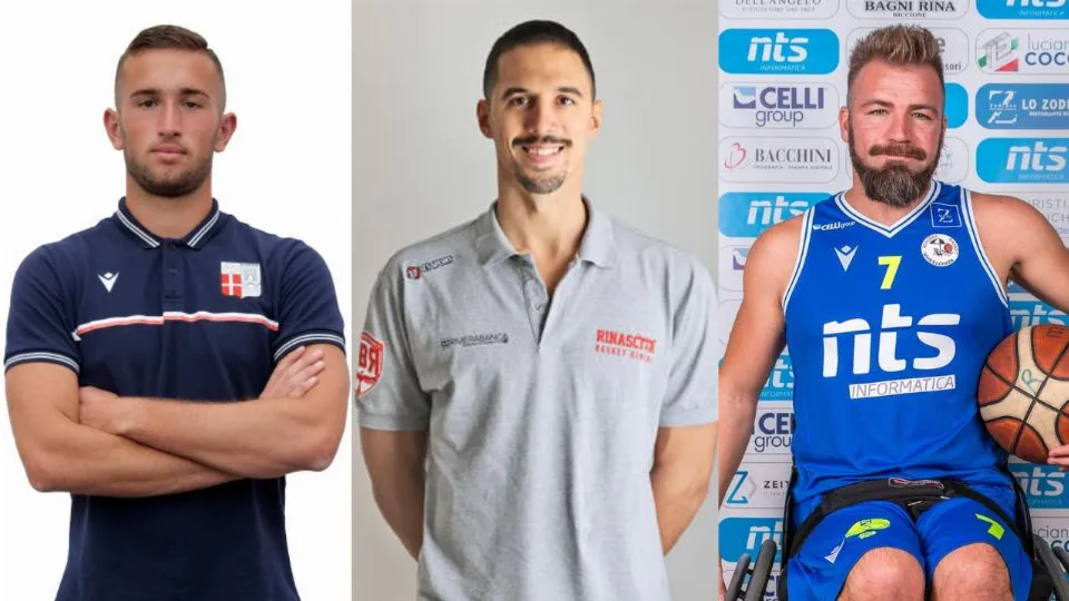 Il portiere del Rimini Marietta, l’ala di RBR Saccaggi ed il giocatore della NTS Acquarelli