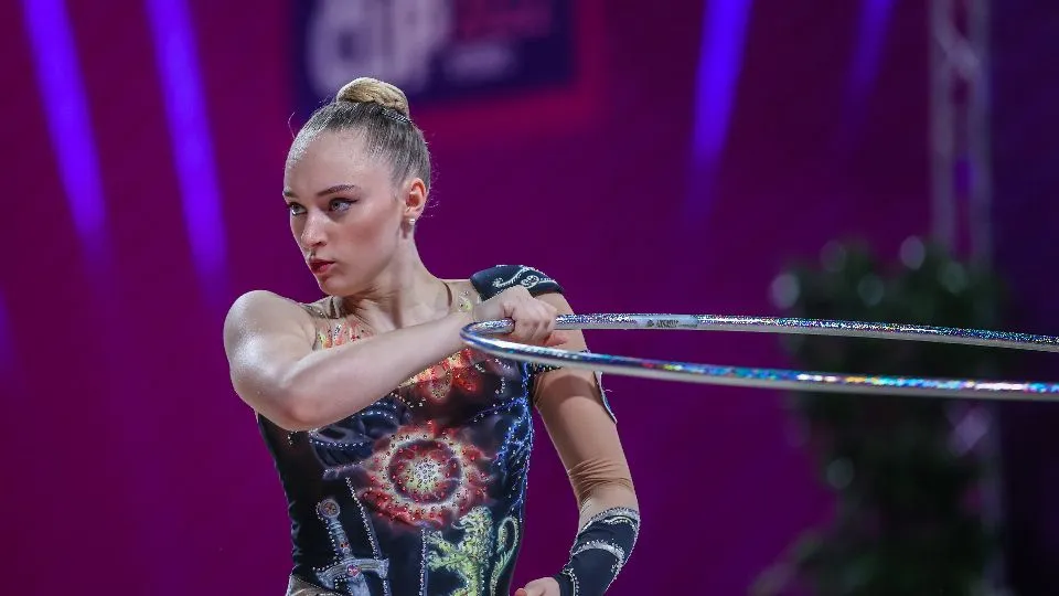 Tamagnini Matilde (SMR) during the Rhythmic Gymnastics FIG World Cup 2022 Pesaro at Vitrifrigo Arena, Pesaro, Italy on June 03, 2022 – Photo FCI / Fabrizio Carabelli
