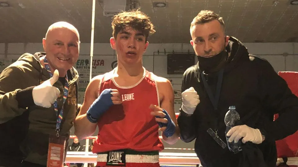 Noah Massart insieme al maestro Tiziano Scarpellini e al tecnico Matteo Scialdone