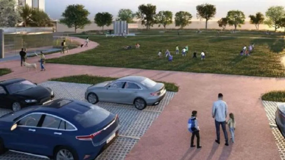 un rendering del parcheggio