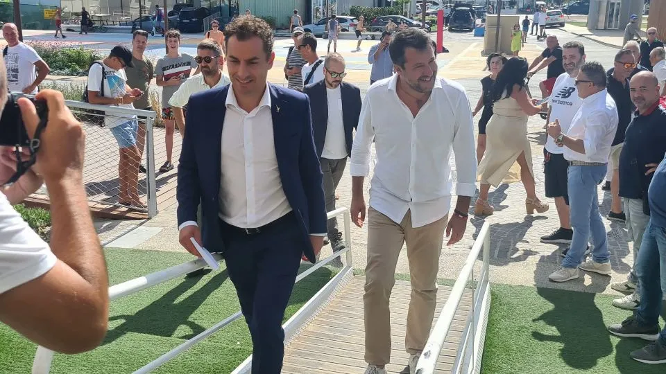 Matteo Salvini con Jacopo Morrone a Rimini