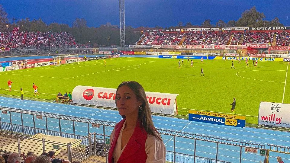 Maria Antonietta Mulazzani al “Neri” durante Rimini-Cesena di Coppa Italia