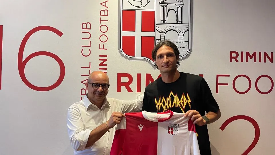 Andrea Delcarro insieme al presidente del Rimini FC, Alfredo Rota
