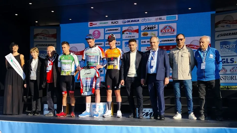 Premiazione podio prima tappa Settimana Internazionale Coppi e Bartali Marzo 2023